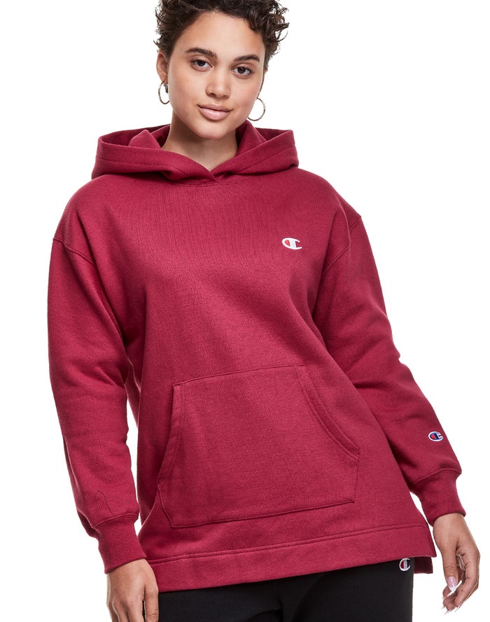 Champion Womens Hoodie NZ - Reverse Weave Open Bottom Dark Red ( 3891-EPWIX )